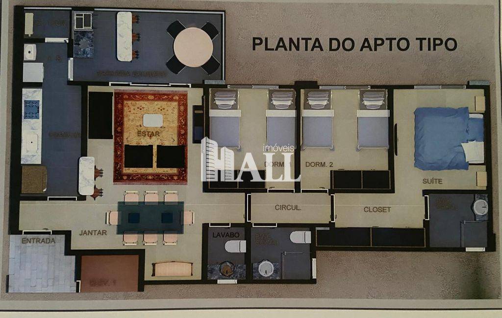 Apartamento para venda - Jardim Vivendas São José do Rio Preto - 3 dorms